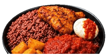 Waakye, Chicken & Egg